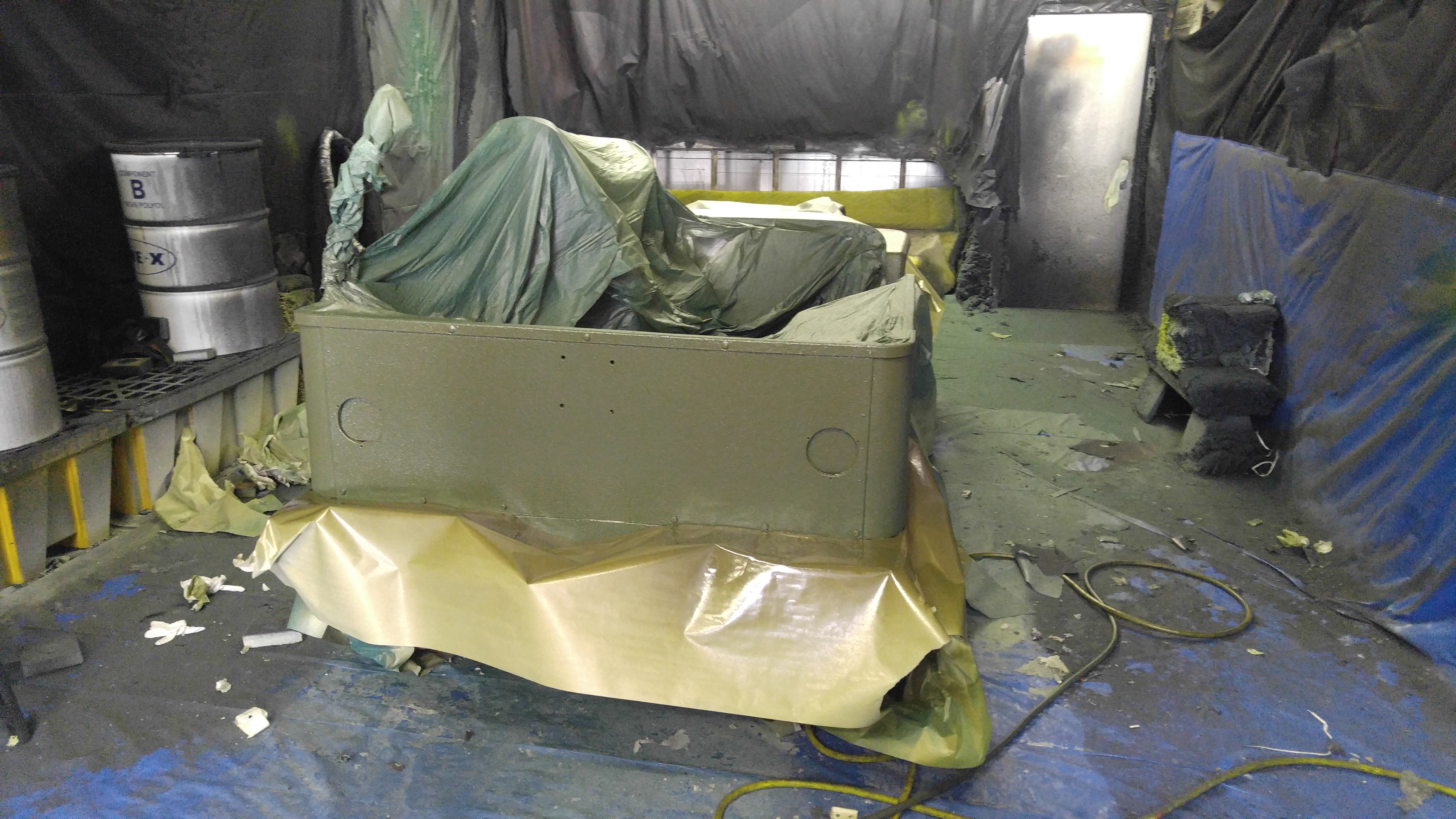 Spraying 1942 Willy in Olive drab